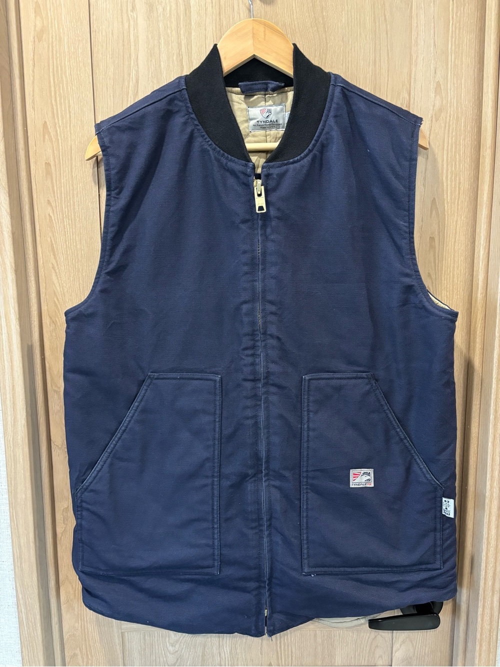 Tyndale Fire Resistant FR Vest Size M Canvas Quilted Work Wear Navy USA Made